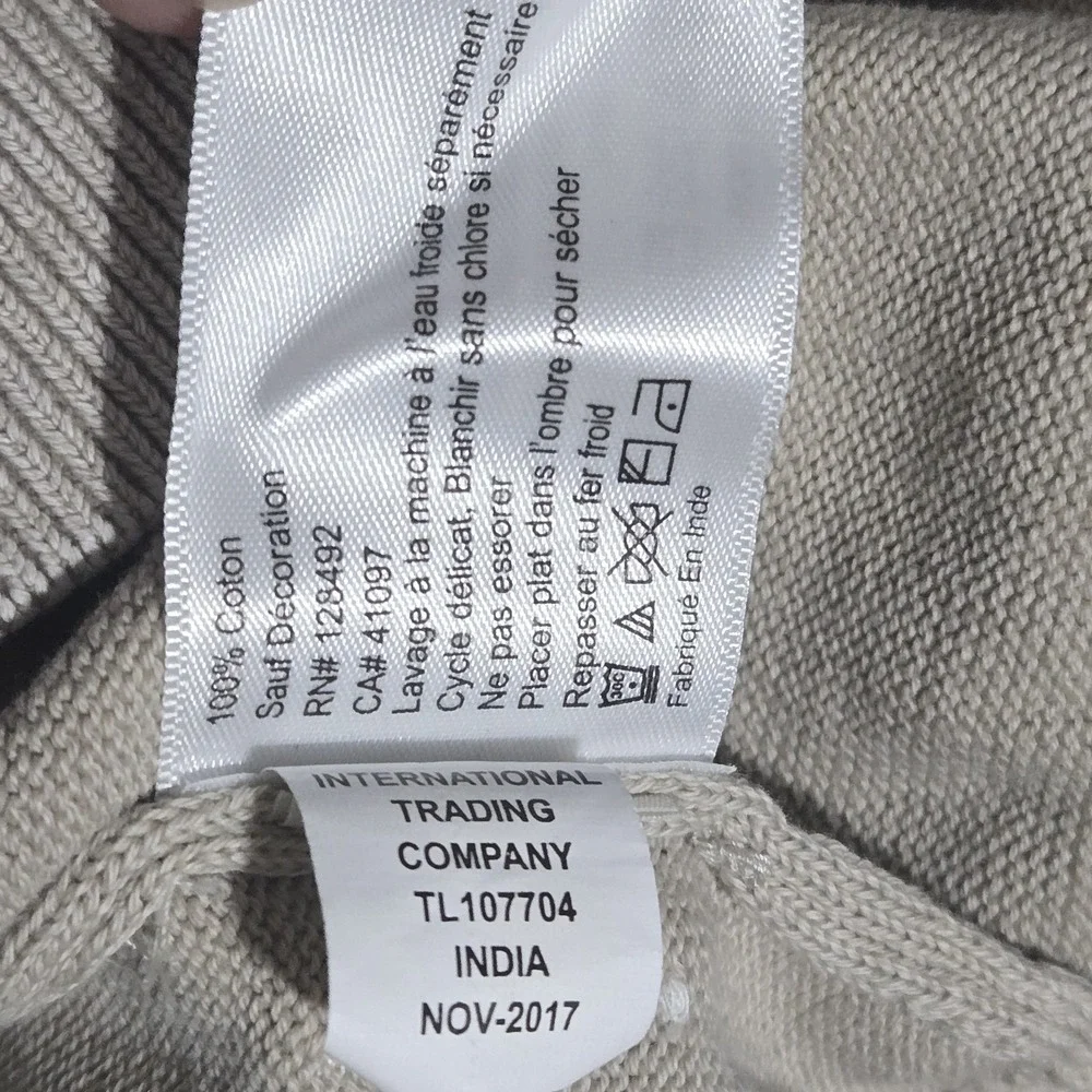 Greg Norman Golf Pullover Sweater Beige Neutral Crewneck Mens L Quiet Luxury